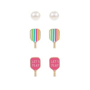 3 Pair Pickleball Paddle Earrings Set